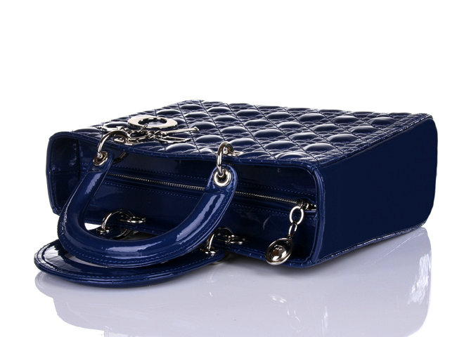 replica jumbo lady dior patent leather bag 6322 royablue with silver